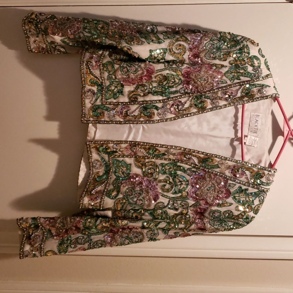 Oleg Cassini Black Tie Vintage Sequin Jacket